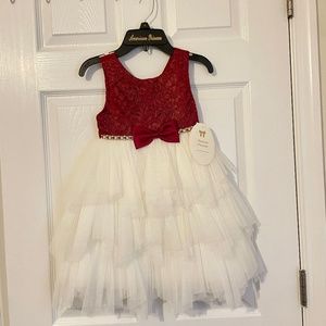 NTW American Princess Girl Dress Size 4 Red and White